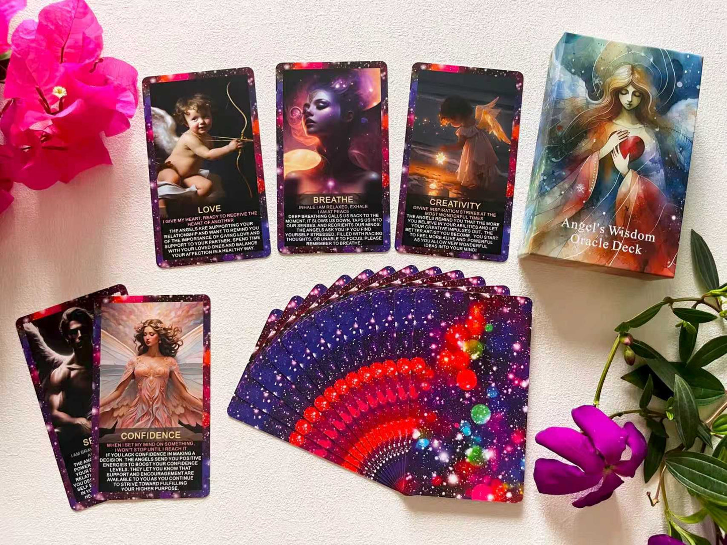 Angel's Wisdom Oracle Cards Online – Oracle Cards for Beginners, Angel Number Affirmation Cards, Oracle Deck Used for Your Path to Divine Guidance