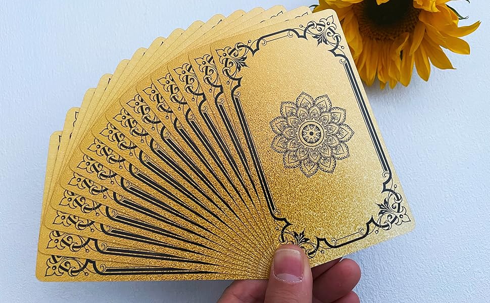 Black Gold Tarot Cards Set, Beginner's Tarot Cards with Meanings, Gold Gilded Edges Deck with Guide Book