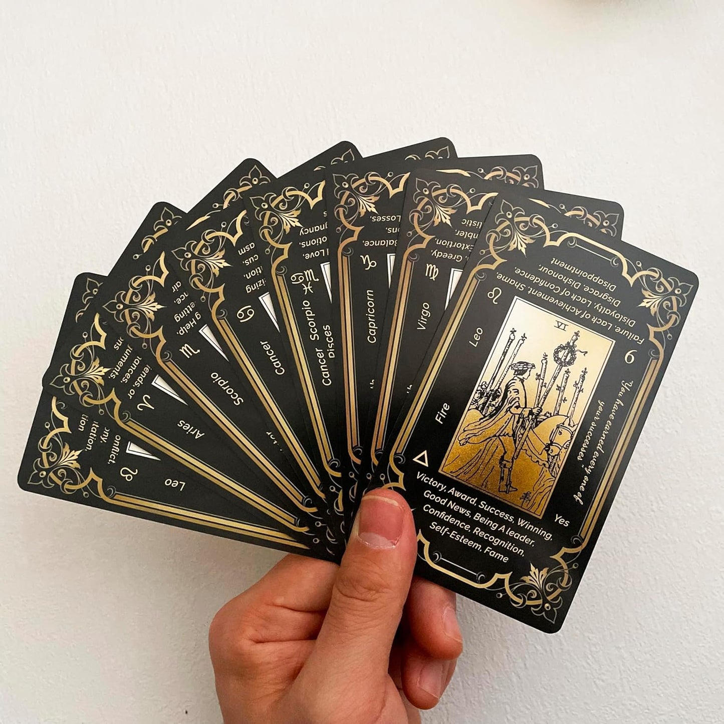 Black Gold Tarot Cards Set, Beginner's Tarot Cards with Meanings, Gold Gilded Edges Deck with Guide Book