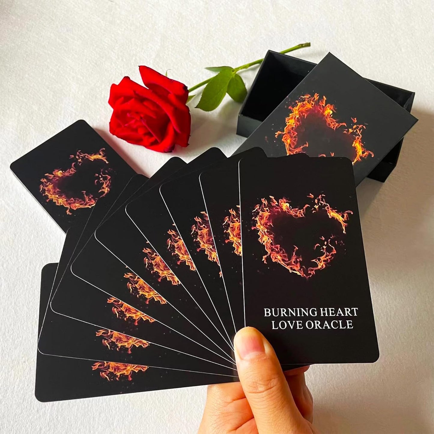 Burning Heart Love Oracle Cards Deck, Twin Flame Oracle Cards, Oracle Deck Help You Gain Insight into What The Person is Thinking or Trying to Communicate with You