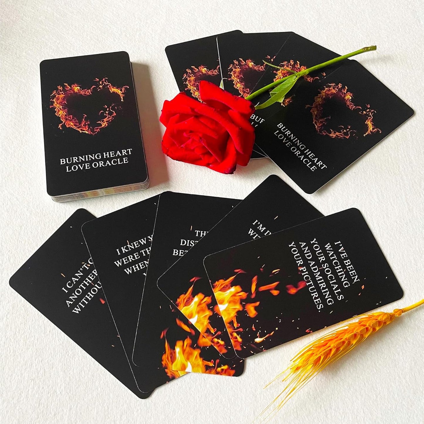 Burning Heart Love Oracle Cards Deck, Twin Flame Oracle Cards, Oracle Deck Help You Gain Insight into What The Person is Thinking or Trying to Communicate with You
