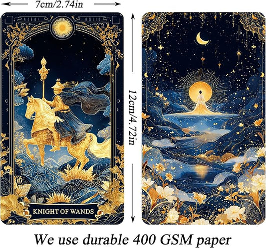 Celestial Tarot Cards for Beginners – Blue Gold Edge Spiritual Deck