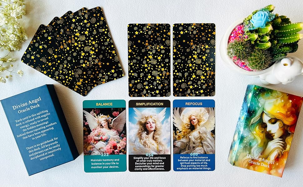 Angel Numbers Oracle Cards, Oracle Cards for Beginners, Enhance Your Spiritual Journey with The Angel Number Affirmation Cards