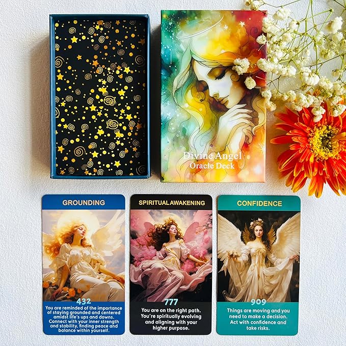 Angel Numbers Oracle Cards, Oracle Cards for Beginners, Enhance Your Spiritual Journey with The Angel Number Affirmation Cards