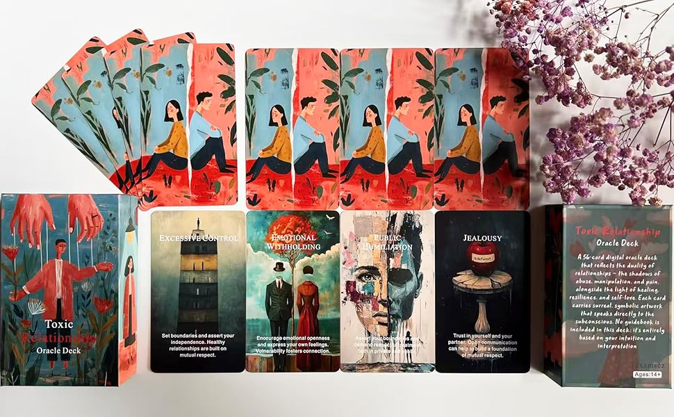 Toxic Relationship Oracle Cards, 56-Card Oracle Deck is Your Ultimate Guide to Recognizing Toxic Patterns, Setting Boundaries, and Reclaiming Your Inner Power