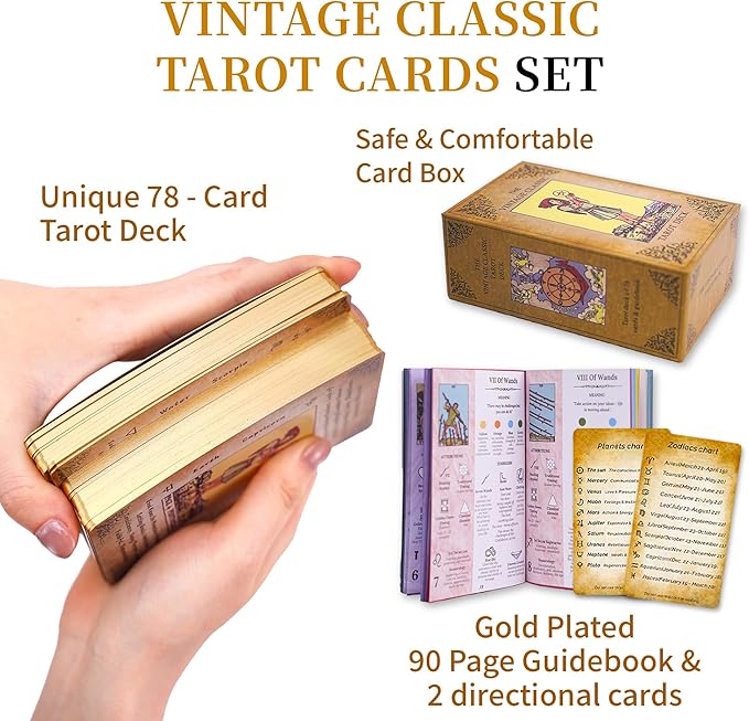 Vintage Tarot Deck, Classic Tarot Cards for Beginners, Spiritual Guidance & Intuitive Reading Deck