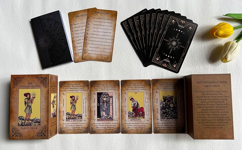 Vintage Tarot Deck, Classic Tarot Cards for Beginners, Spiritual Guidance & Intuitive Reading Deck