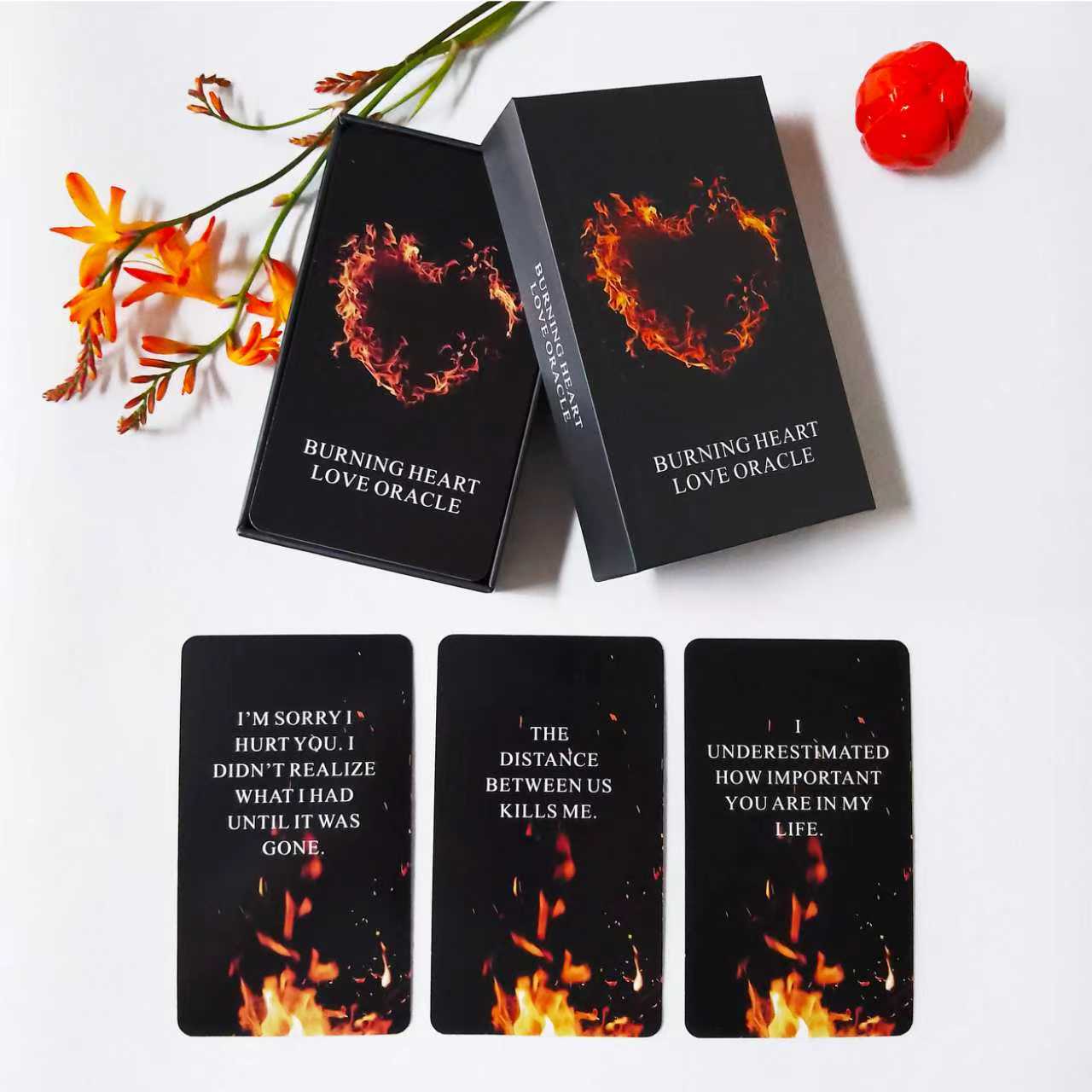 Burning Heart Love Oracle Cards Online – Twin Flame Oracle Cards, Oracle Deck Help You Gain Insight into What The Person is Thinking or Trying to Communicate with You