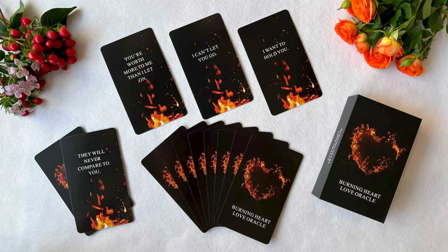 Burning Heart Love Oracle Cards Online – Twin Flame Oracle Cards, Oracle Deck Help You Gain Insight into What The Person is Thinking or Trying to Communicate with You