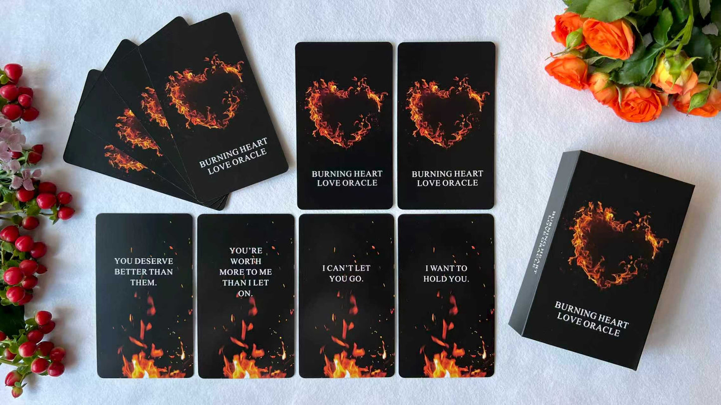 Burning Heart Love Oracle Cards Online – Twin Flame Oracle Cards, Oracle Deck Help You Gain Insight into What The Person is Thinking or Trying to Communicate with You