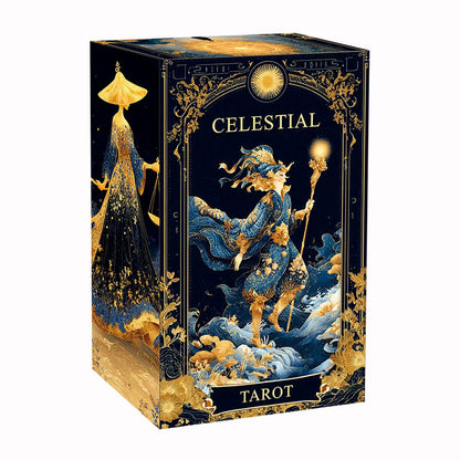 Celestial Tarot Cards for Beginners – Blue Gold Edge Spiritual Deck