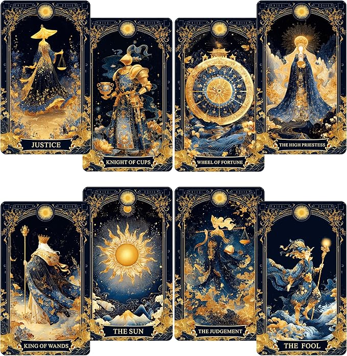 Celestial Tarot Cards for Beginners – Blue Gold Edge Spiritual Deck