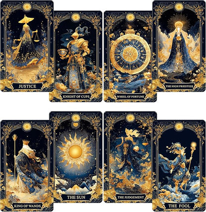 Celestial Tarot Cards for Beginners – Blue Gold Edge Spiritual Deck