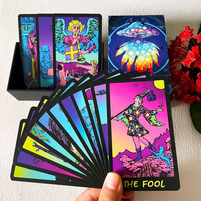 Colorful Neon Tarot Cards for Sale With Guidebook - 78 Classic Cards With Meanings, Original Tarot Cards