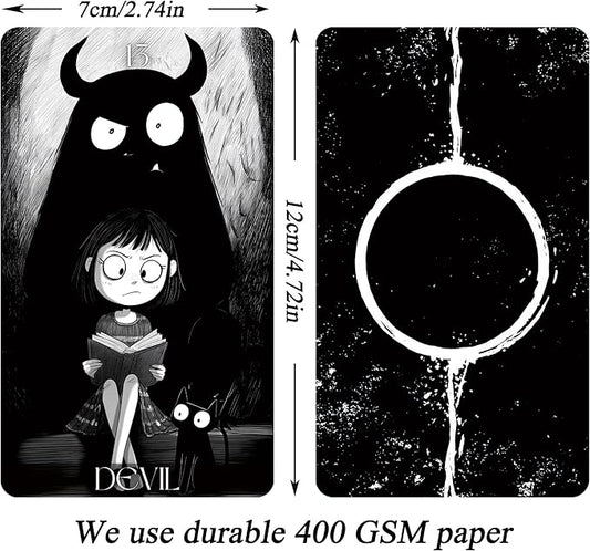 Dark Whimsical Tarot Cards for Beginners, Dark Whimsical Cartoon Style Tarot Deck with Quirky Characters and Expressive Visuals, Fortune Telling Cards