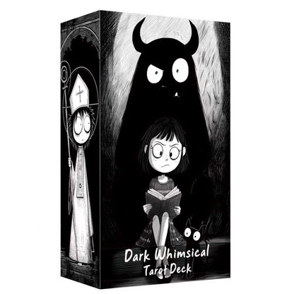 Dark Whimsical Tarot Cards for Beginners, Dark Whimsical Cartoon Style Tarot Deck with Quirky Characters and Expressive Visuals, Fortune Telling Cards