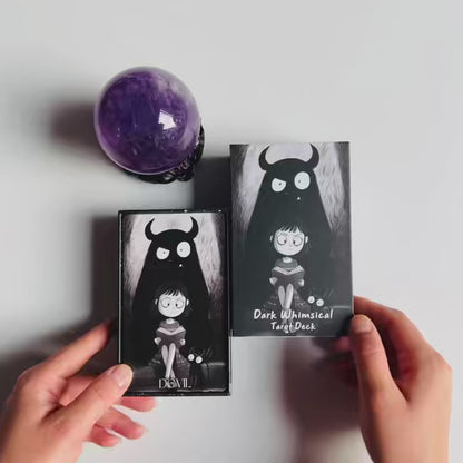 Dark Whimsical Tarot Cards for Beginners, Dark Whimsical Cartoon Style Tarot Deck with Quirky Characters and Expressive Visuals, Fortune Telling Cards