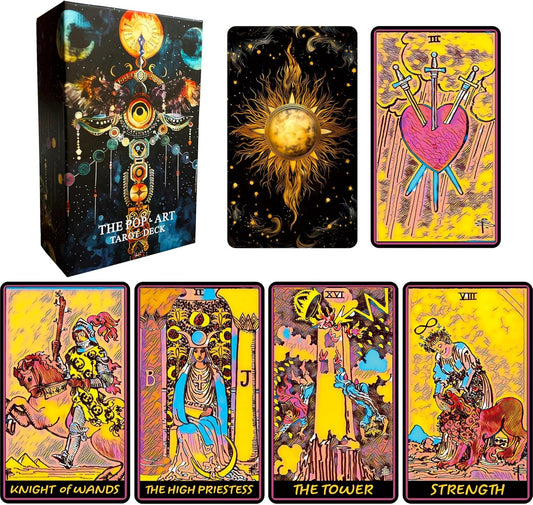 The Pop-Art Tarot Cards for Beginners – Tarot Cards with Guide Book, Tarot Cards Aesthetic,Positive Tarot Cards