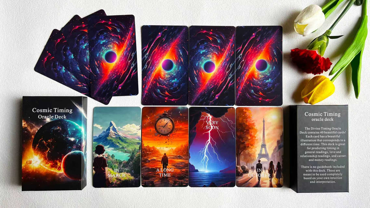 Time Oracle Cards Deck – Cosmic Timing Oracle Cards, Oracle Cards for Beginners, Divine Timing Oracle Deck to Help You Predict Time Frames.