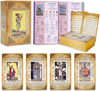 Vintage Tarot Deck, Classic Tarot Cards for Beginners, Spiritual Guidance & Intuitive Reading Deck