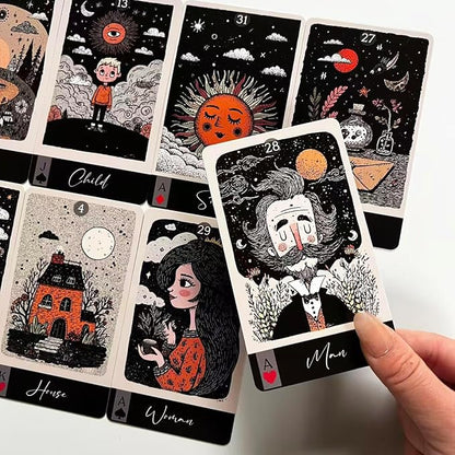 Witchy Lenormand Oracle Cards for Beginners – 36 Card Divination Deck with Guidebook